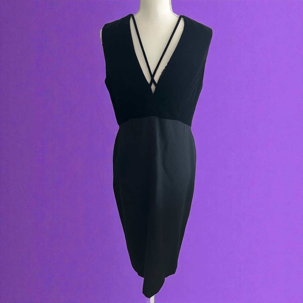 Black V-Neck Strappy Sheath Dress